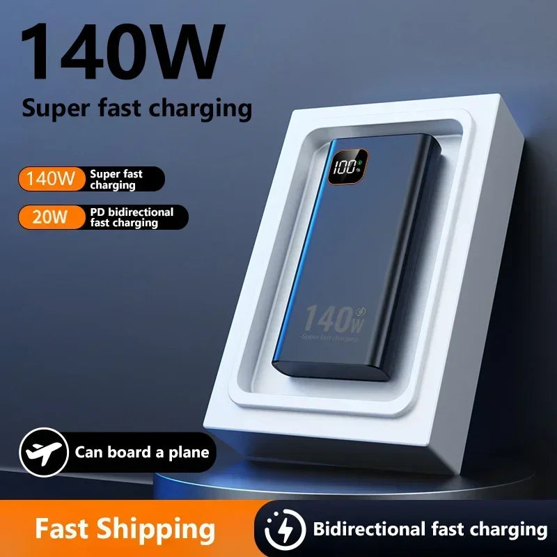 VIVO New 500000mAh Power Bank 140W Super Fast Charging Powerbank Portable External Battery Charger for iPhone Huawei Samsung