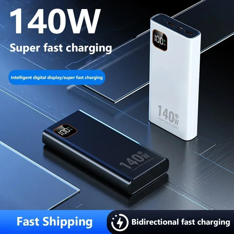 VIVO New 500000mAh Power Bank 140W Super Fast Charging Powerbank Portable External Battery Charger for iPhone Huawei Samsung