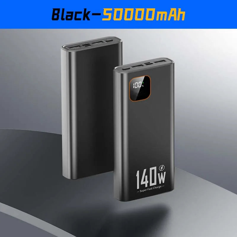 VIVO New 500000mAh Power Bank 140W Super Fast Charging Powerbank Portable External Battery Charger for iPhone Huawei Samsung