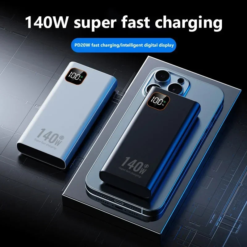 VIVO New 500000mAh Power Bank 140W Super Fast Charging Powerbank Portable External Battery Charger for iPhone Huawei Samsung