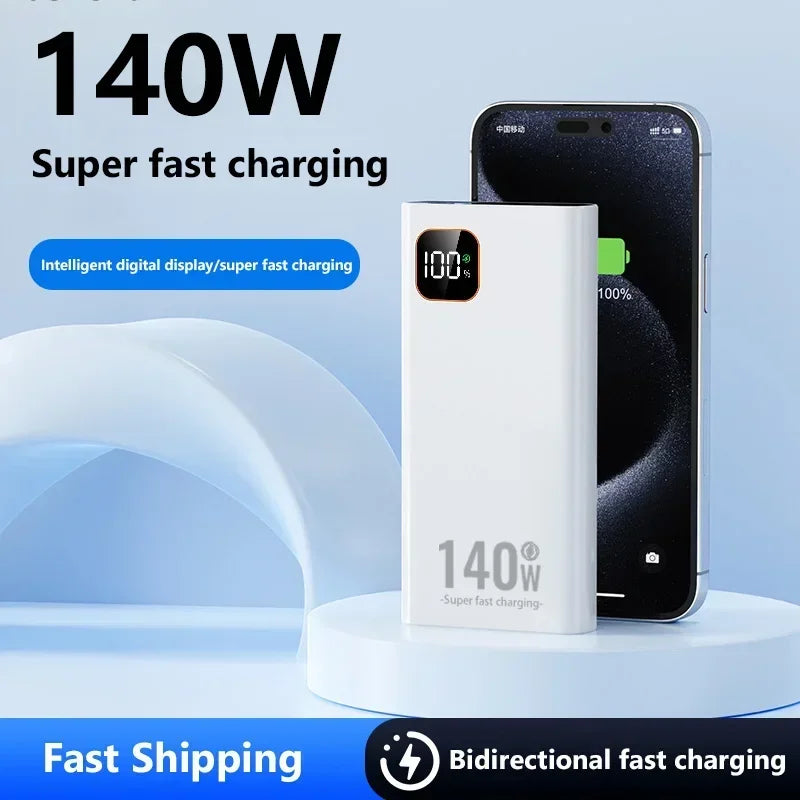VIVO New 500000mAh Power Bank 140W Super Fast Charging Powerbank Portable External Battery Charger for iPhone Huawei Samsung